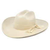Keilin Cowgirl Hat Brushed Cowboy Hat for Women and Men Customizable Felt Western Hat with Shapeable Wide Brim, Cream White
